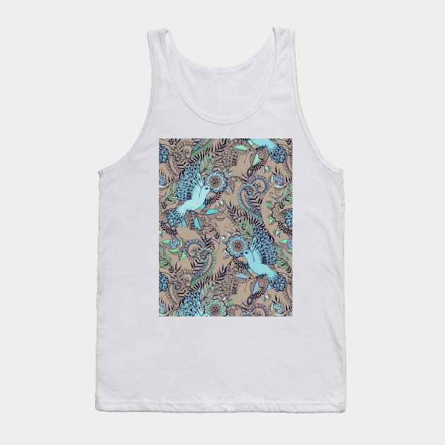 Flight of Fancy – aqua, mint, taupe Tank Top by micklyn